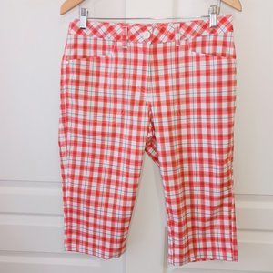 Nivo by Lanctot Women's Hot Coral Plaid Golf Shorts Size 6